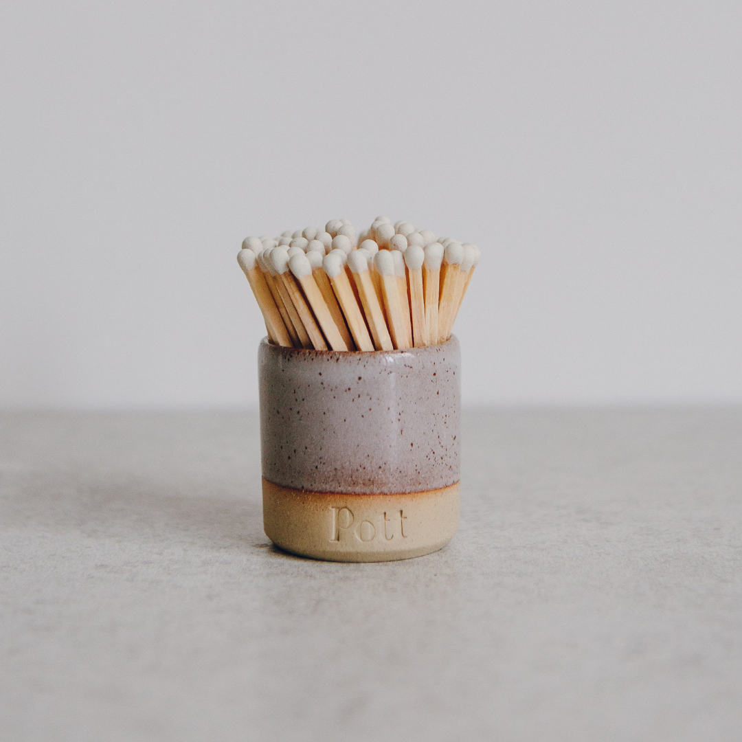The Heather Matchpott with White Matchsticks